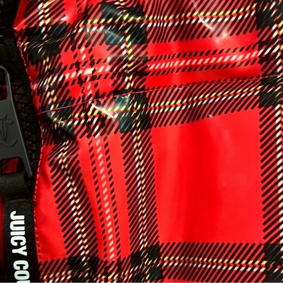⚡️SALE⚡️Juicy Couture Black Label Plaid Tartan Patent Puffer Jacket NWOT - Picture 15 of 17